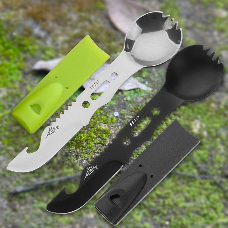 2 PCS Multifunctional Camping Tableware Knife Fork And Spoon Integrated Outdoor Survival Tool,Random Color Delivery