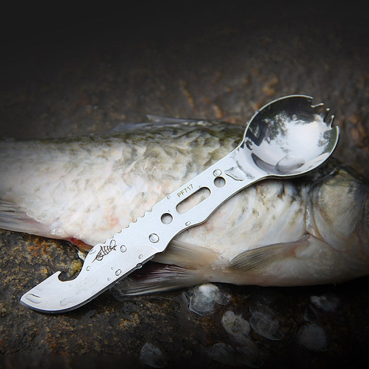 2 PCS Multifunctional Camping Tableware Knife Fork And Spoon Integrated Outdoor Survival Tool,Random Color Delivery