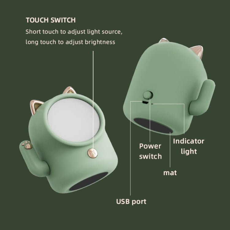 Lucky Cat Night Light USB Infinite Dimming LED Bedroom Nursing Bedside Lamp