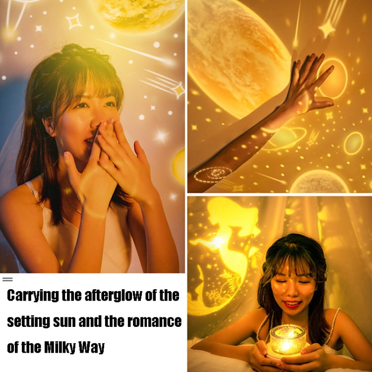 Children Starry Sky Projection Lamp USB Rotating LED Night Light Music Box Chargeable Sleeping Light