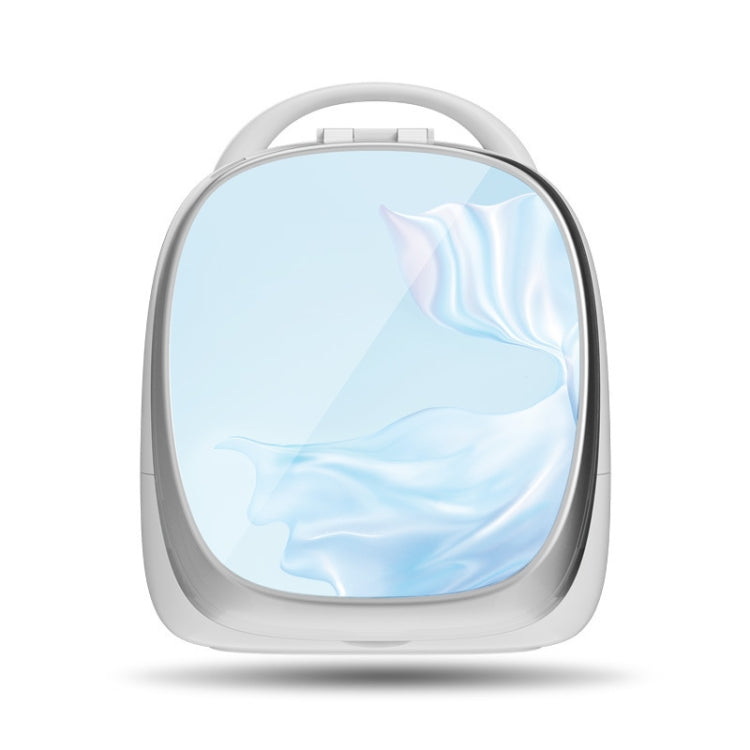 Cosmetic Storage Box With LED Light Makeup Mirror Portable Desktop Time Reminder Dustproof Storage Box , Style: Deluxe Edition (Blue)