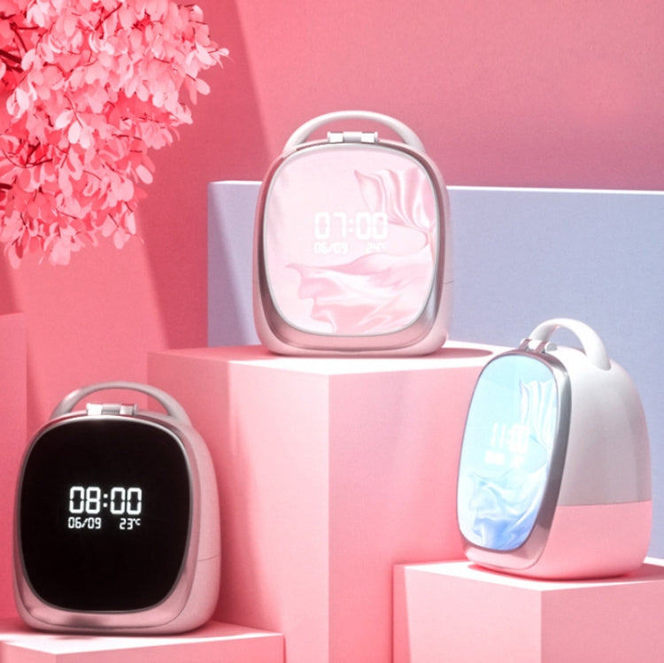 Cosmetic Storage Box With LED Light Makeup Mirror Portable Desktop Time Reminder Dustproof Storage Box , Style: Deluxe Edition (Blue)