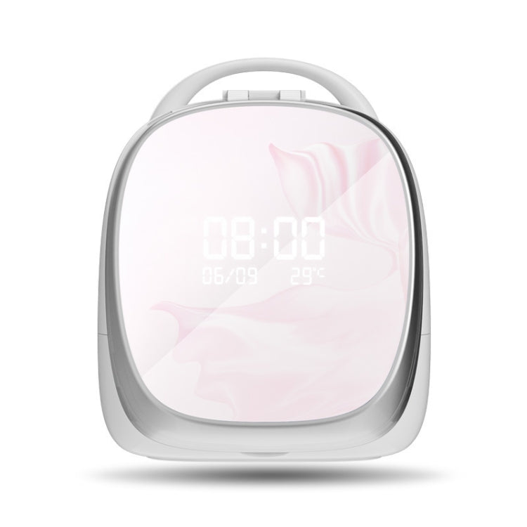 Cosmetic Storage Box With LED Light Makeup Mirror Portable Desktop Time Reminder Dustproof Storage Box , Style: Deluxe Edition (Pink)