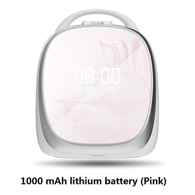 Cosmetic Storage Box With LED Light Makeup Mirror Portable Desktop Time Reminder Dustproof Storage Box , Style: Deluxe Edition (Pink)