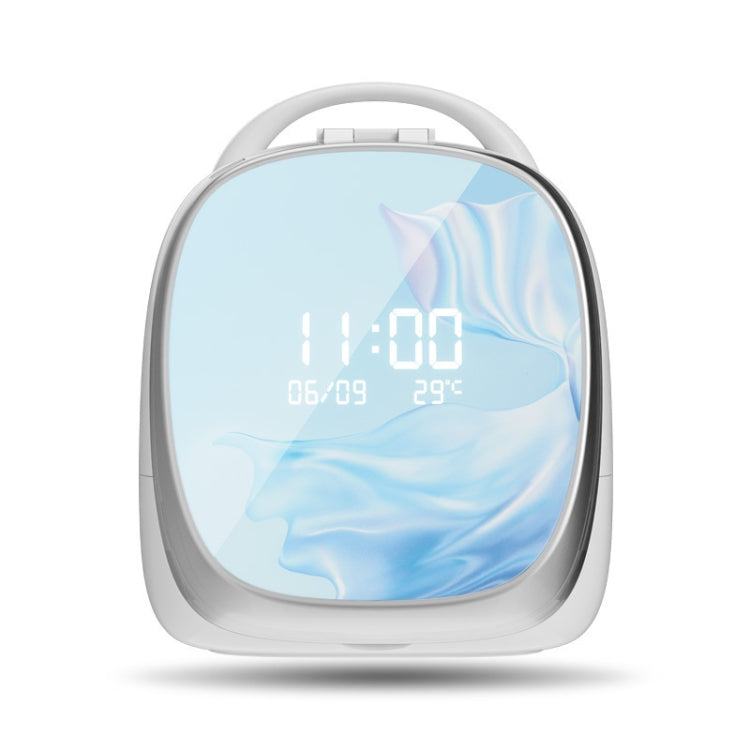 Cosmetic Storage Box With LED Light Makeup Mirror Portable Desktop Time Reminder Dustproof Storage Box , Style: Ultimate Edition (Blue)