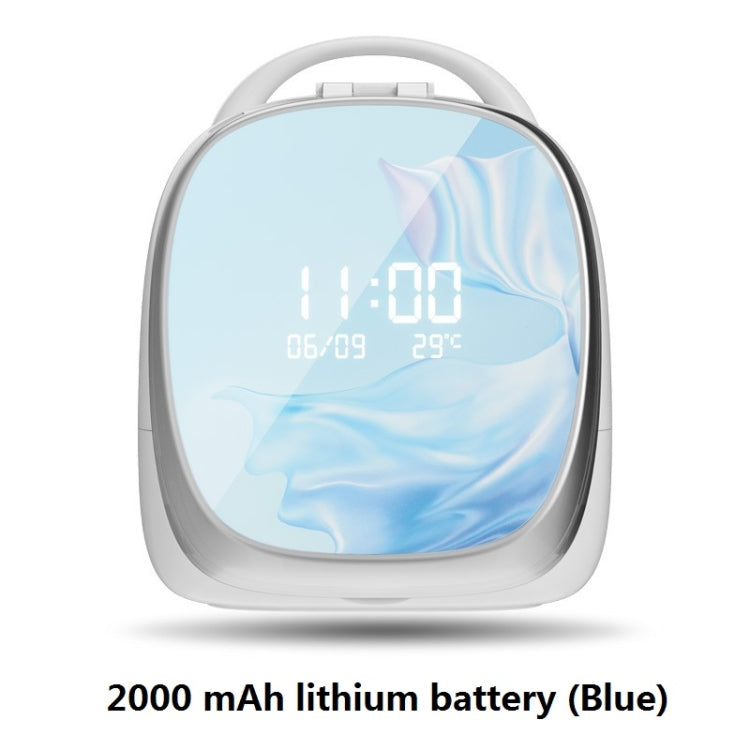 Cosmetic Storage Box With LED Light Makeup Mirror Portable Desktop Time Reminder Dustproof Storage Box , Style: Ultimate Edition (Blue)