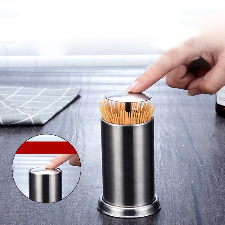 2 PCS Push-Type Toothpick Box Automatic Pop-Up Stainless Steel Dustproof Toothpick Holder