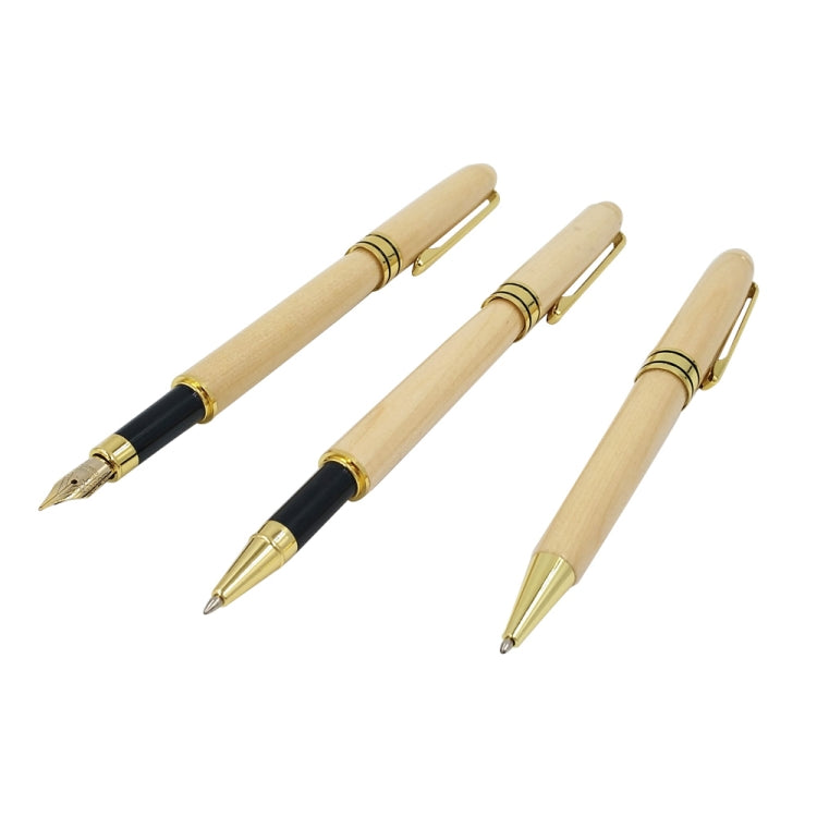 Creative Maple Pen Set with Wooden Pen Box Student Stationery Office Gifts, Style:Fountain Pen+Signing Pen+Pen Box