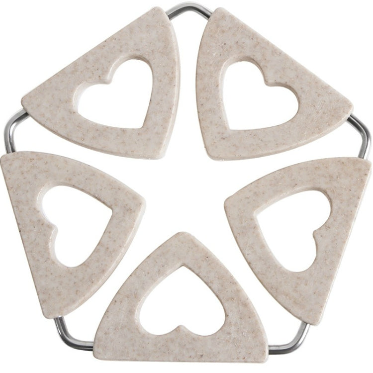 3 PCS Wheat Fiber Foldable Thick Non-Slip Insulation Pad Home Table Anti-Scalding Casserole Coaster, Shape: Heart-shaped