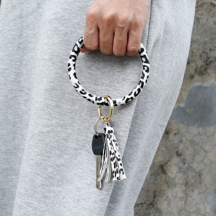 PU Tassel Leopard Print Bracelet Keychain
