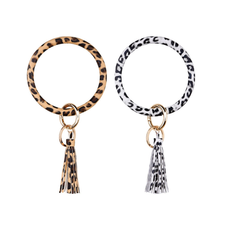 PU Tassel Leopard Print Bracelet Keychain