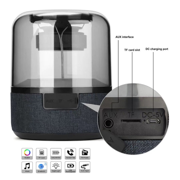 JY02 TWS Colorful Bluetooth Speaker Crystal Portable Wireless Transparent LED Light Mini Speaker