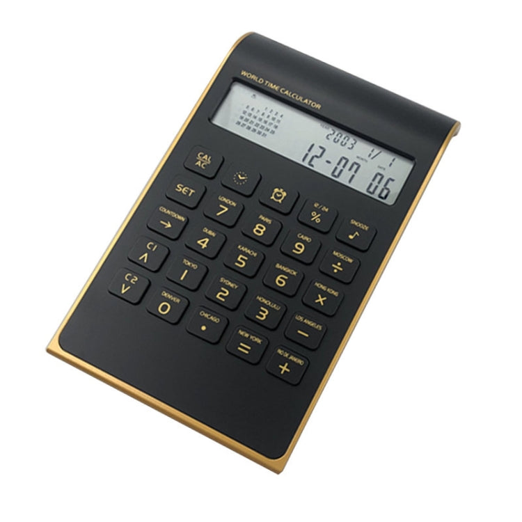 Ultra-Thin Gold Frame Solar Dual Power Arithmetic Calculator