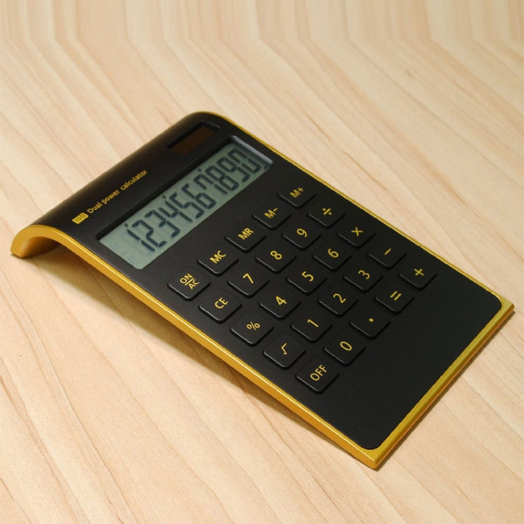 Ultra-Thin Gold Frame Solar Dual Power Arithmetic Calculator