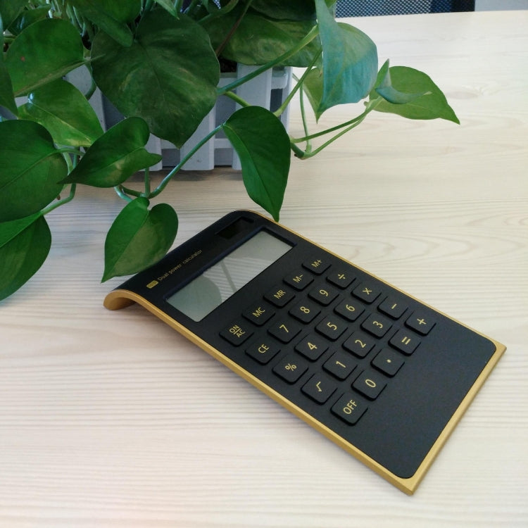 Ultra-Thin Gold Frame Solar Dual Power Arithmetic Calculator