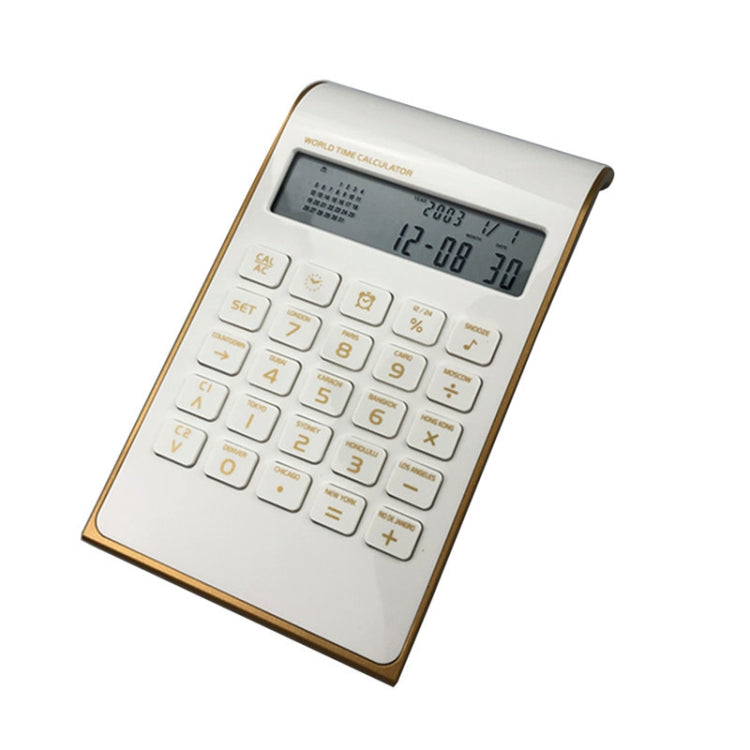 Ultra-Thin Gold Frame Solar Dual Power Arithmetic Calculator