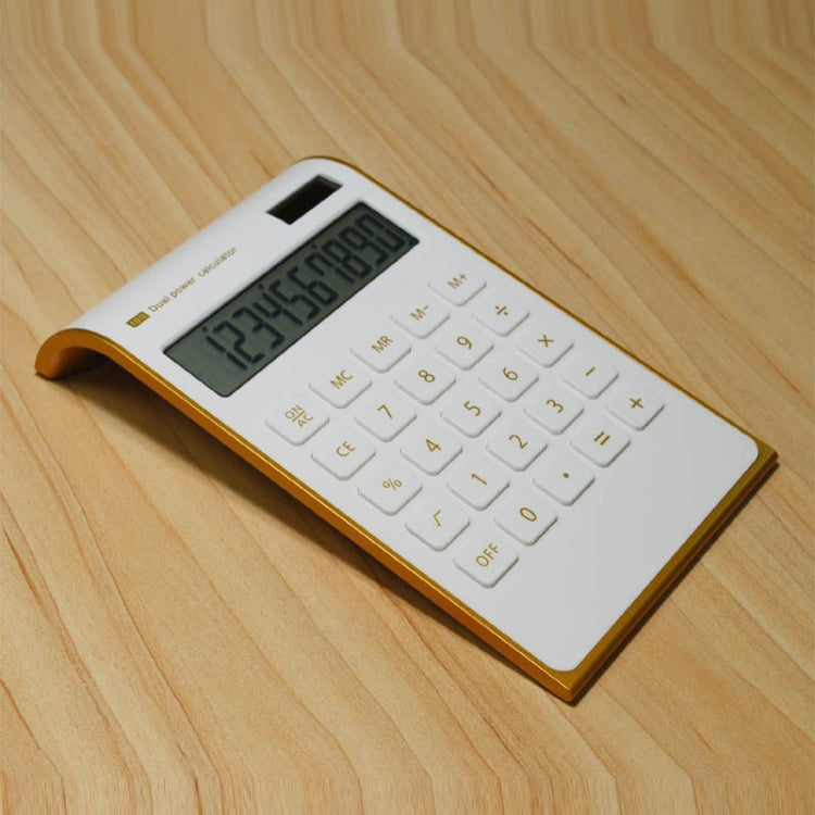 Ultra-Thin Gold Frame Solar Dual Power Arithmetic Calculator
