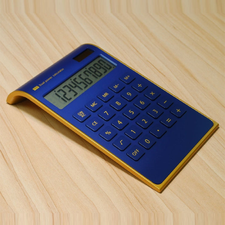 Ultra-Thin Gold Frame Solar Dual Power Arithmetic Calculator