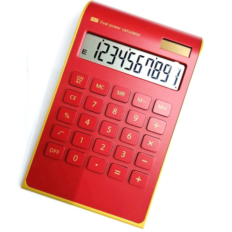 Ultra-Thin Gold Frame Solar Dual Power Arithmetic Calculator