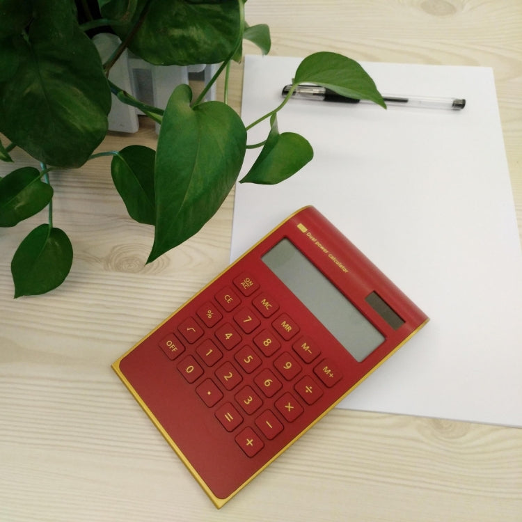 Ultra-Thin Gold Frame Solar Dual Power Arithmetic Calculator