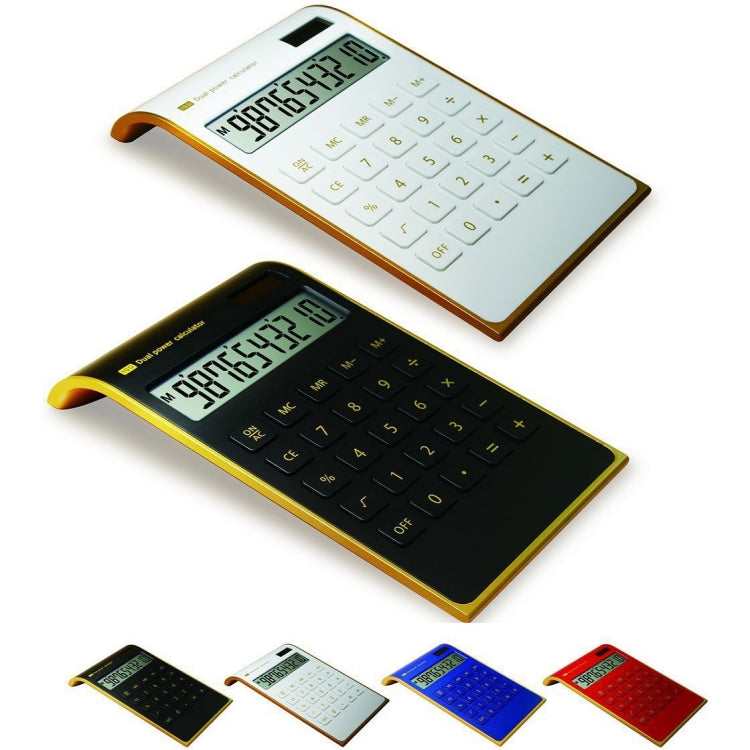 Ultra-Thin Gold Frame Solar Dual Power Arithmetic Calculator