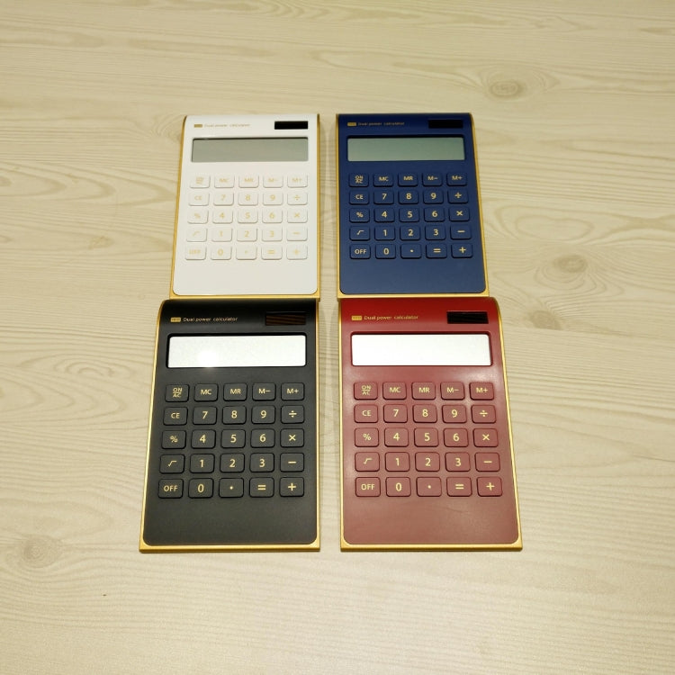 Ultra-Thin Gold Frame Solar Dual Power Arithmetic Calculator