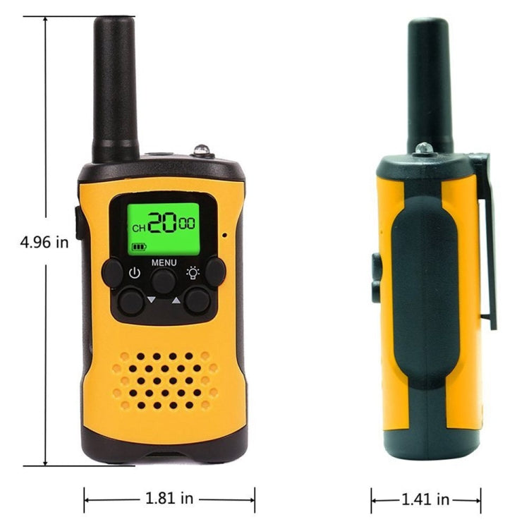 1 Pair Kids Walkie Talkies, 22-Channel FRS/GMRS Radio, 3km Range Mini Two Way Radios with Flashlight and LCD Screen(Yellow)