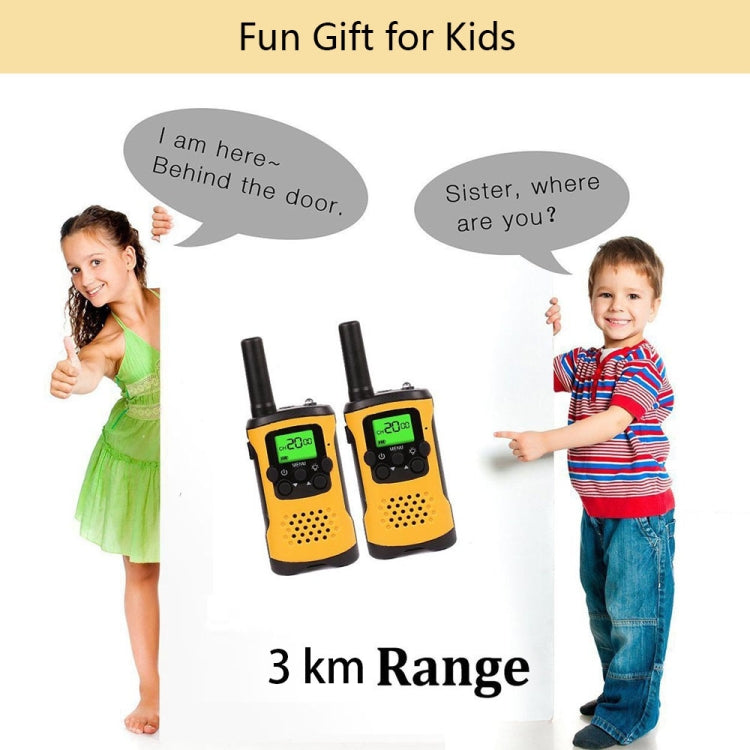 1 Pair Kids Walkie Talkies, 22-Channel FRS/GMRS Radio, 3km Range Mini Two Way Radios with Flashlight and LCD Screen(Yellow)