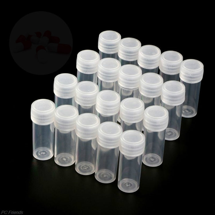 30 PCS 5ml Plastic Test Tubes Vials Sample Container, Powder Craft Screw Cap Bottles for Office School Chemistry Supplies, Capacity:5ml