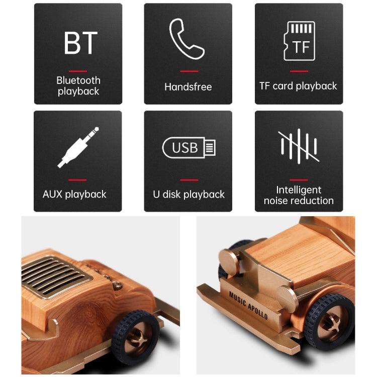 AS60 Retro Car Shape Wooden Subwoofer Mini Wireless Bluetooth Speaker