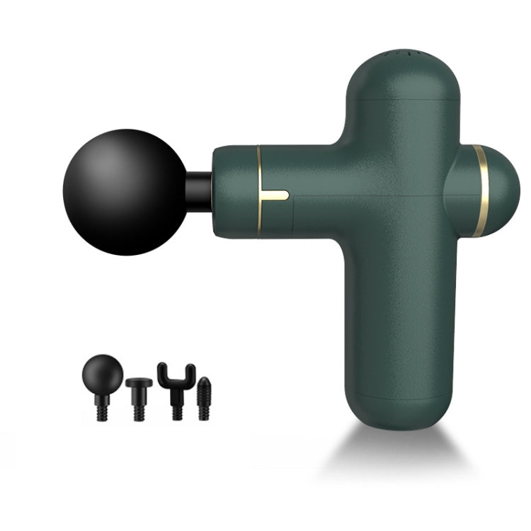 Mini Sports Fitness Portable Fascia Gun Muscle Relaxation Massager 4 Gears 4 Heads 7.4V (Green)