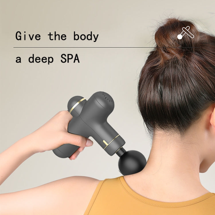 Mini Sports Fitness Portable Fascia Gun Muscle Relaxation Massager 4 Gears 4 Heads 12V (Black)