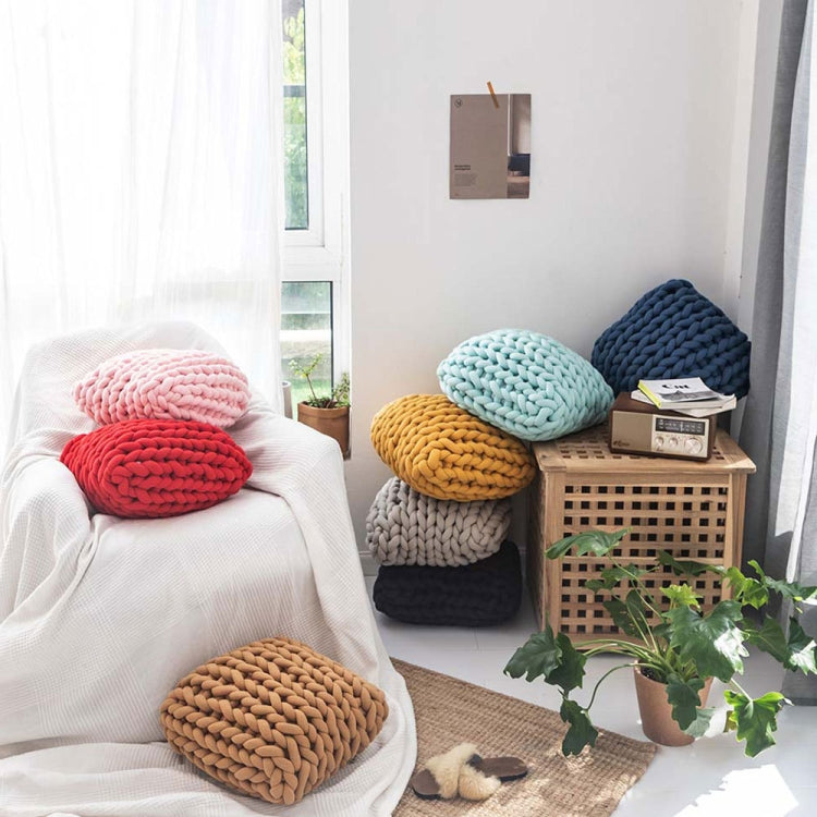 Handmade Knitted Pillow Sofa Car Cushion, Size: 35 x 35 CM