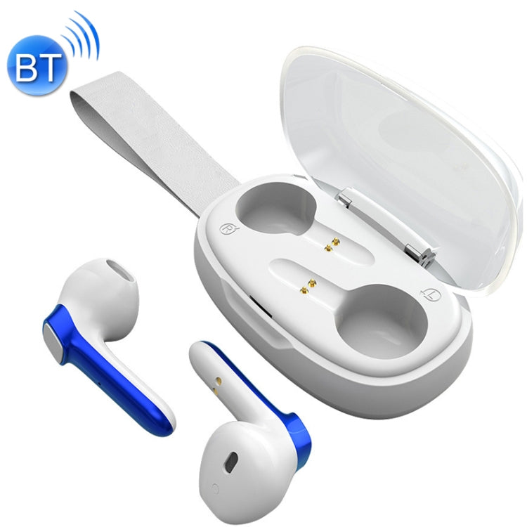 B60 TWS Binaural Digital Display Noise Cancelling Touch Wireless Bluetooth Earphone (White Blue)