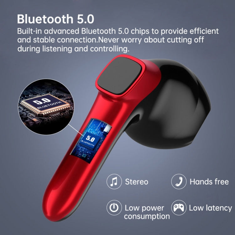 B60 TWS Binaural Digital Display Noise Cancelling Touch Wireless Bluetooth Earphone (White Blue)
