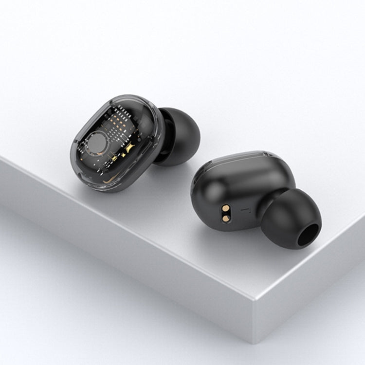 DSH-17 TWS Noise Cancelling Touch Digital Display Transparent Panel Wireless Bluetooth Headset