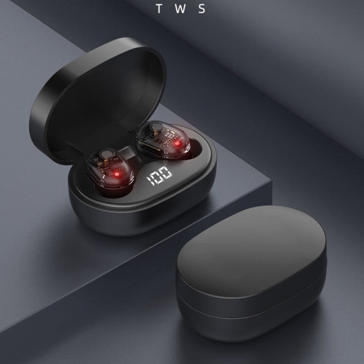 DSH-17 TWS Noise Cancelling Touch Digital Display Transparent Panel Wireless Bluetooth Headset