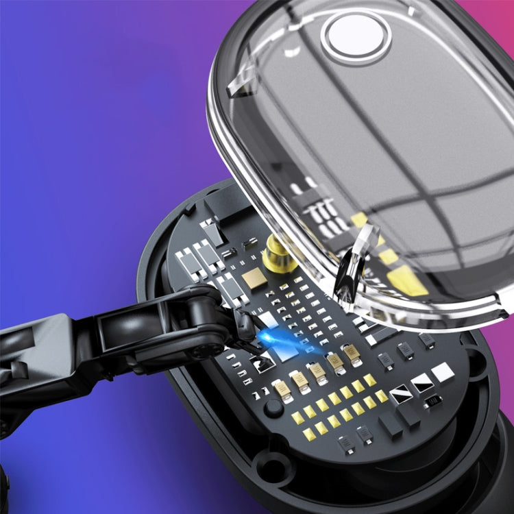DSH-17 TWS Noise Cancelling Touch Digital Display Transparent Panel Wireless Bluetooth Headset