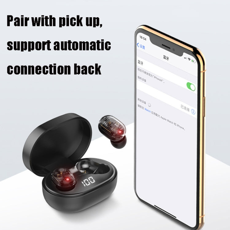 DSH-17 TWS Noise Cancelling Touch Digital Display Transparent Panel Wireless Bluetooth Headset