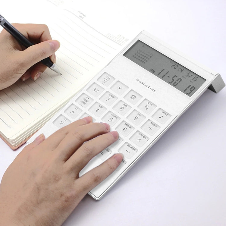 LCD Calculator With Alarm Clock World Time Perpetual Calendar Functions