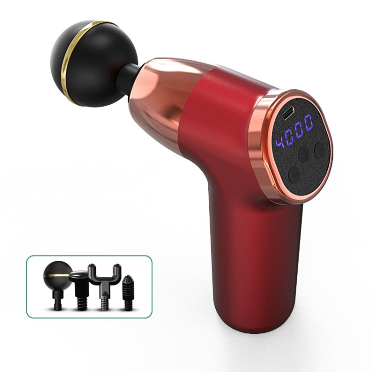Fascia Gun Pocket Electric Shock Gun  Muscle Massage Gun, Specification: LCD Screen 20-speed (Red)