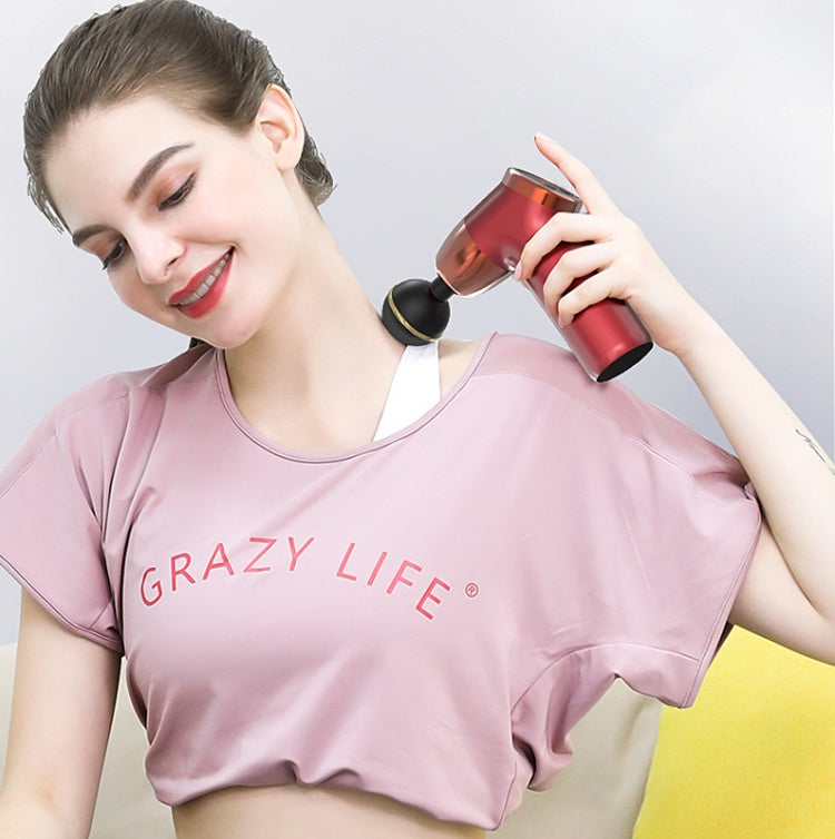 Fascia Gun Pocket Electric Shock Gun  Muscle Massage Gun, Specification: LCD Screen 20-speed (Red)
