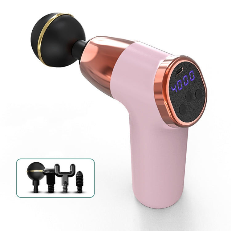 Fascia Gun Pocket Electric Shock Gun  Muscle Massage Gun, Specification: LCD Screen 20-speed (Pink)