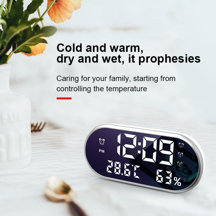LED Dual USB for Charging Mirror Alarm Clock Thermometer and Hygrometer