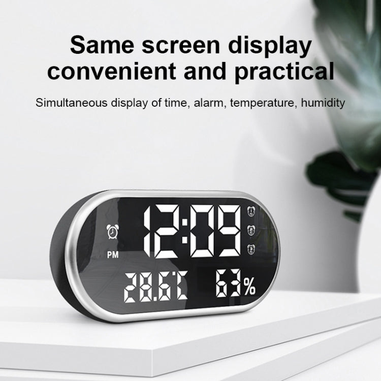 LED Dual USB for Charging Mirror Alarm Clock Thermometer and Hygrometer