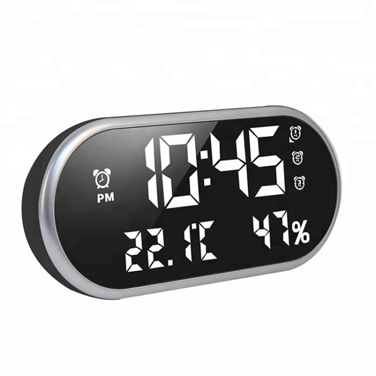LED Dual USB for Charging Mirror Alarm Clock Thermometer and Hygrometer
