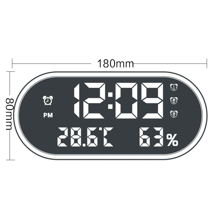 LED Dual USB for Charging Mirror Alarm Clock Thermometer and Hygrometer