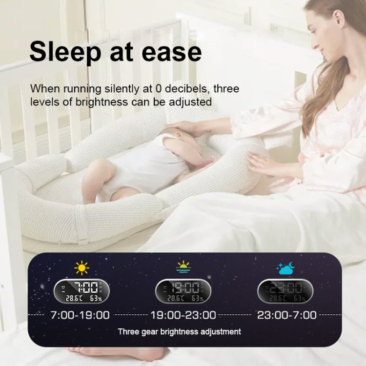 LED Dual USB for Charging Mirror Alarm Clock Thermometer and Hygrometer