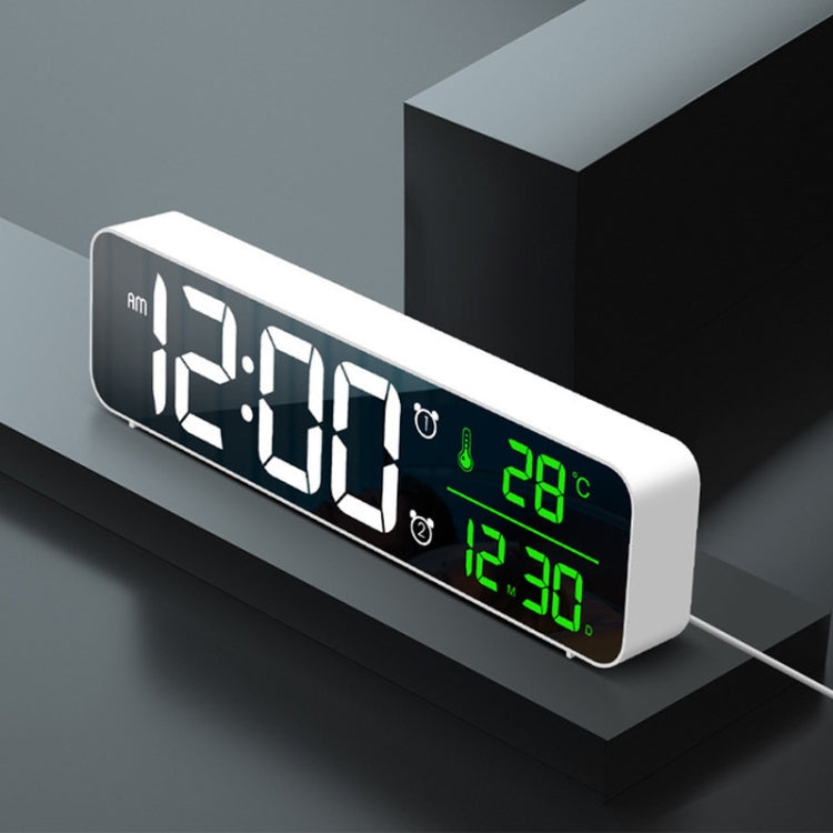 USB Electronic Clock LED Mirror Alarm Clock Desktop Wall Music Perpetual Calendar Clock