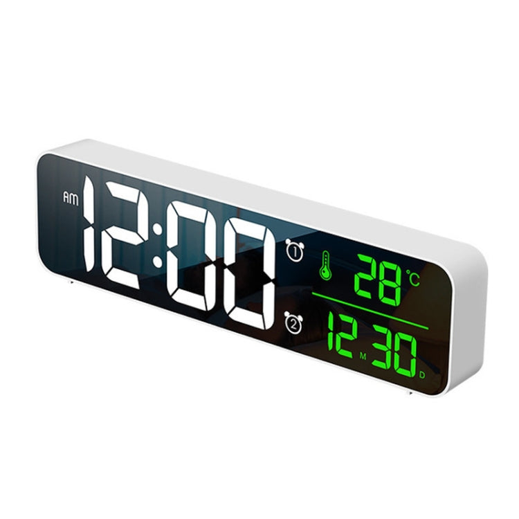 USB Electronic Clock LED Mirror Alarm Clock Desktop Wall Music Perpetual Calendar Clock